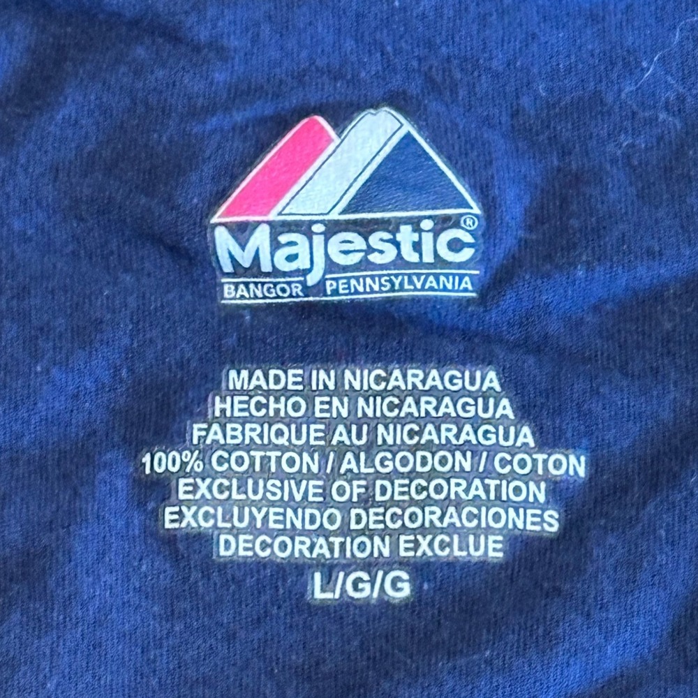 Detroit Tigers Women's L Navy Graphic T-Shirt Majestic MLB Distressed Logo Tee - Picture 6 of 9
